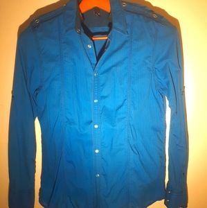 INC royal blue snap down shirt
